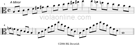 Viola Online Scales Viola Two Octave Minor Scales